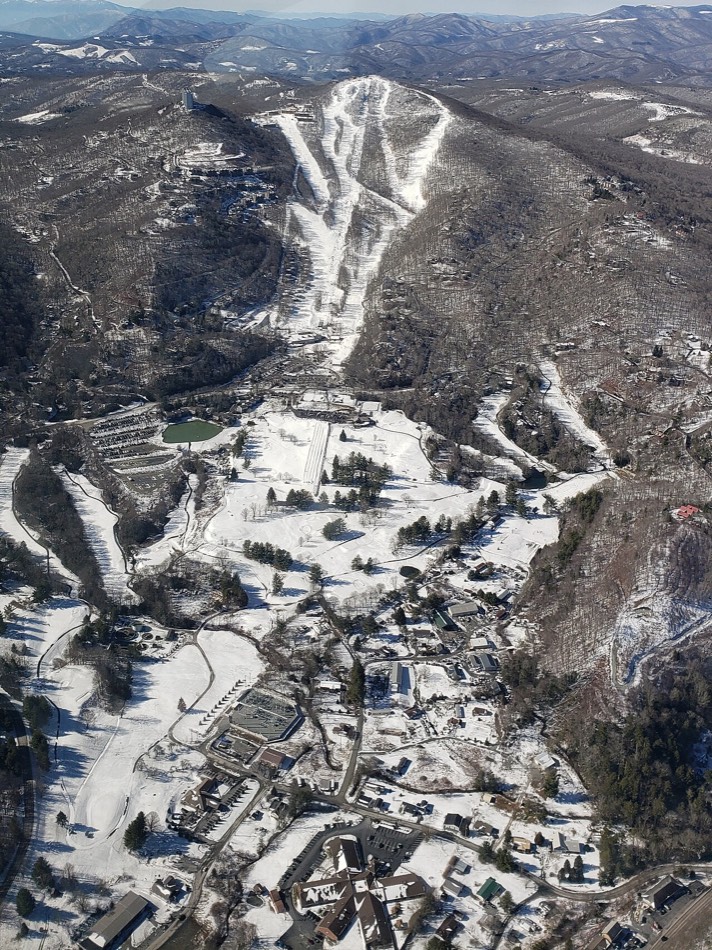 Snow-covered ski slopes at Sugar Mountain near Banner Elk, North Carolina